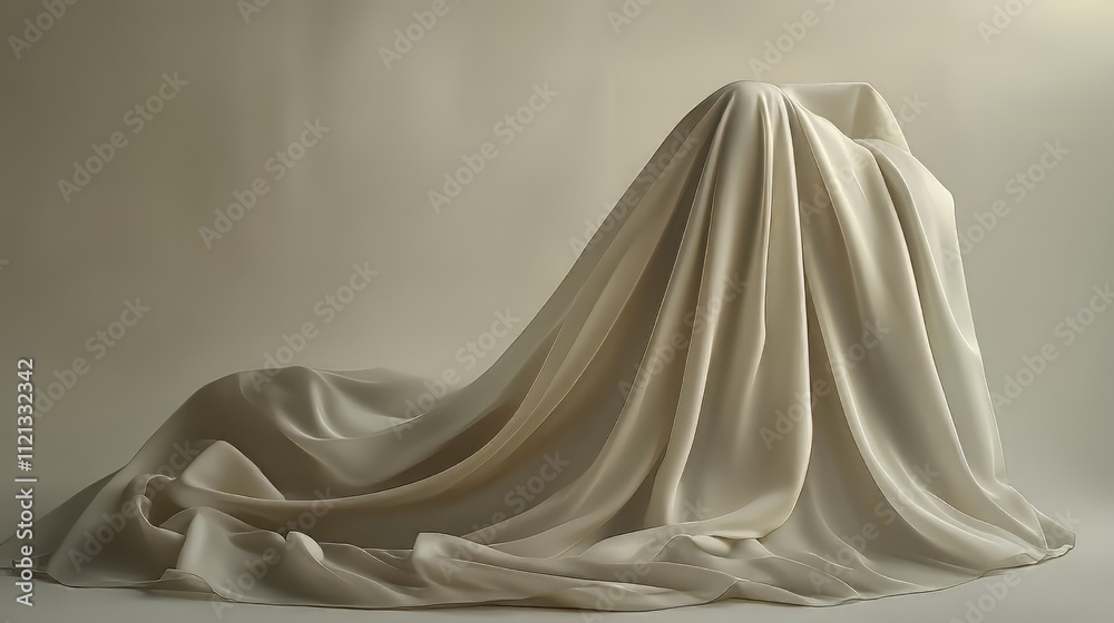 Elegant fabric drape with soft flowing folds in neutral tones creating a calm and serene studio background perfect for product shots fashion photography or minimalist design. minimalist backgrounds. Elegant fabric drape with soft flowing folds in neutral tones creating a calm and serene studio background perfect for product shots fashion photography or minimalist design. minimalist backgrounds.