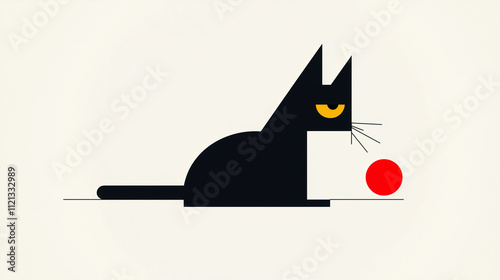 Minimalist Cat Vector Art with Adorable Background