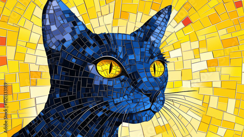 Cute Cat on a Geometric Background Design