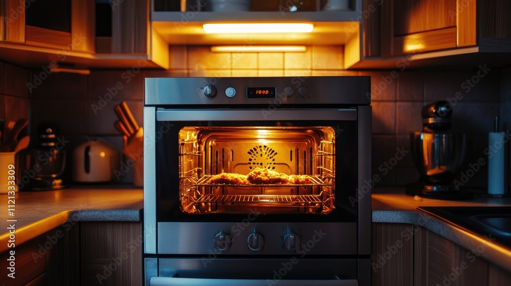Air fryer with a transparent window showing golden-brown food inside, placed in a stylish and well-lit kitchen Air fryer with a transparent window showing golden-brown food inside, placed in a stylish and well-lit kitchen