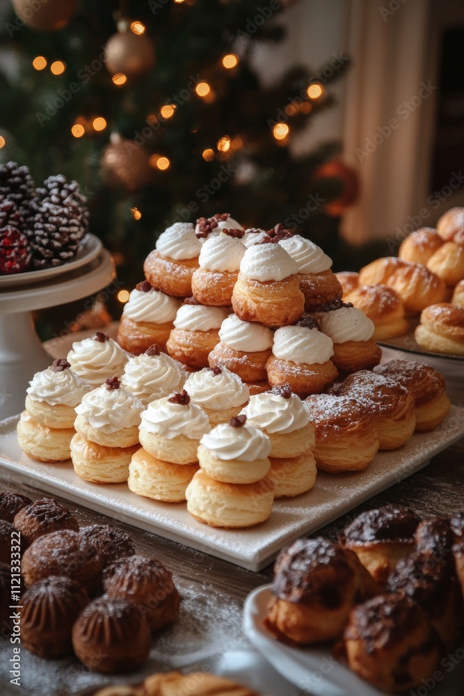 Festive Pastry Celebration National Pastry Day, Christmas, and New Years Party Platter Display Festive Pastry Celebration National Pastry Day, Christmas, and New Years Party Platter Display