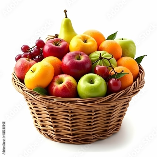 Fruits Basket isolated on white background