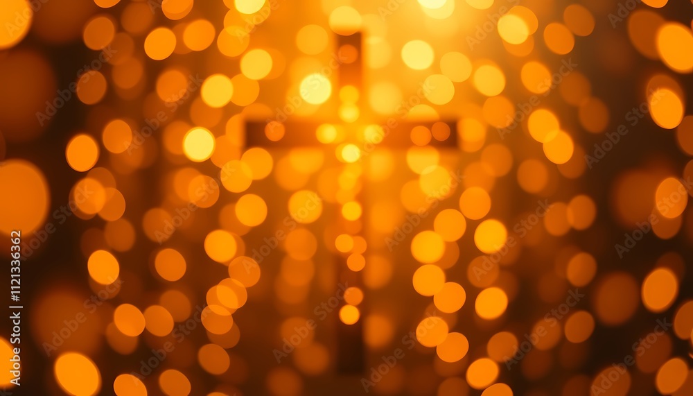 Spiritual background with a cross and bokeh lights. Spiritual background with a cross and bokeh lights.