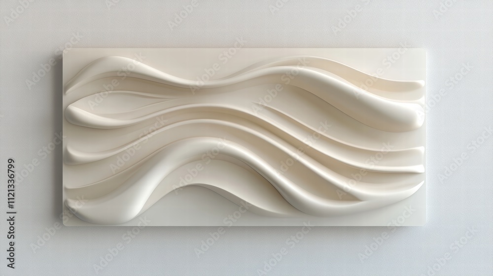 Abstract White 3D Wall Art with Flowing Wave Patterns in Minimalist Design for Modern Interiors Abstract White 3D Wall Art with Flowing Wave Patterns in Minimalist Design for Modern Interiors