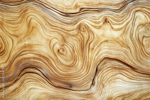 Abstract Pattern of Wavy Grain in Light Brown Wood photo