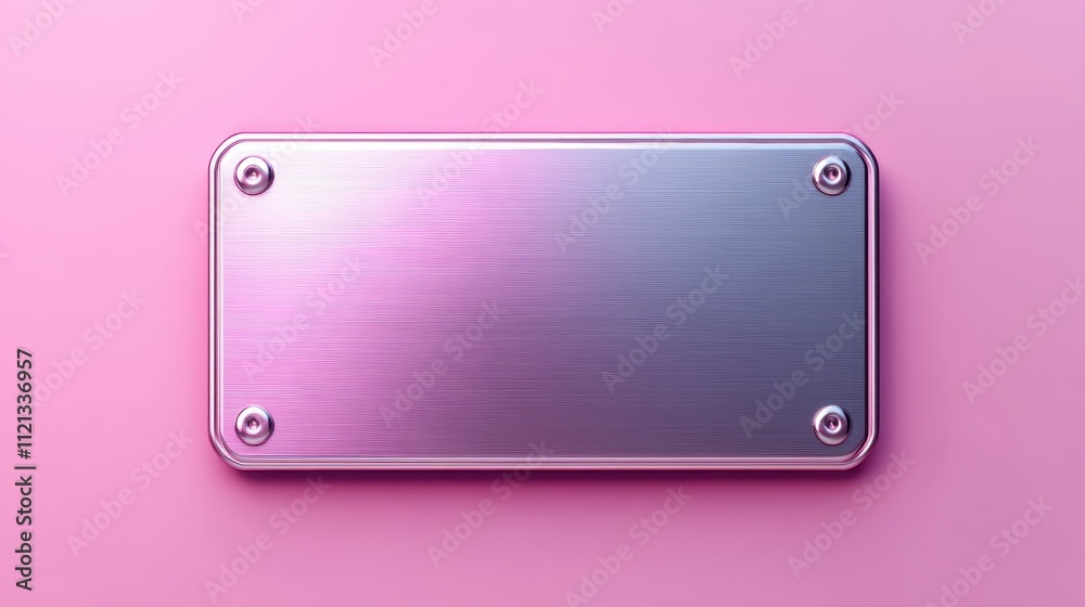 Metallic Nameplate on Pink Background with Gradient Lighting for Modern Design Concepts and Branding Metallic Nameplate on Pink Background with Gradient Lighting for Modern Design Concepts and Branding