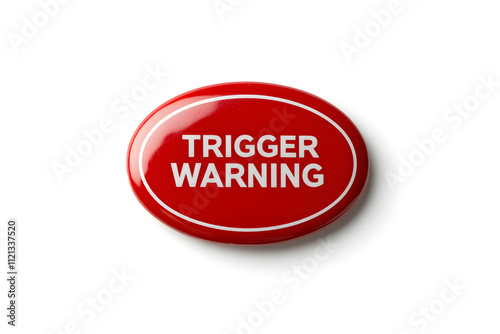 Red Oval Badge with Text ‘TRIGGER WARNING’ - Isolated Design for Alerts and Cautionary Messages