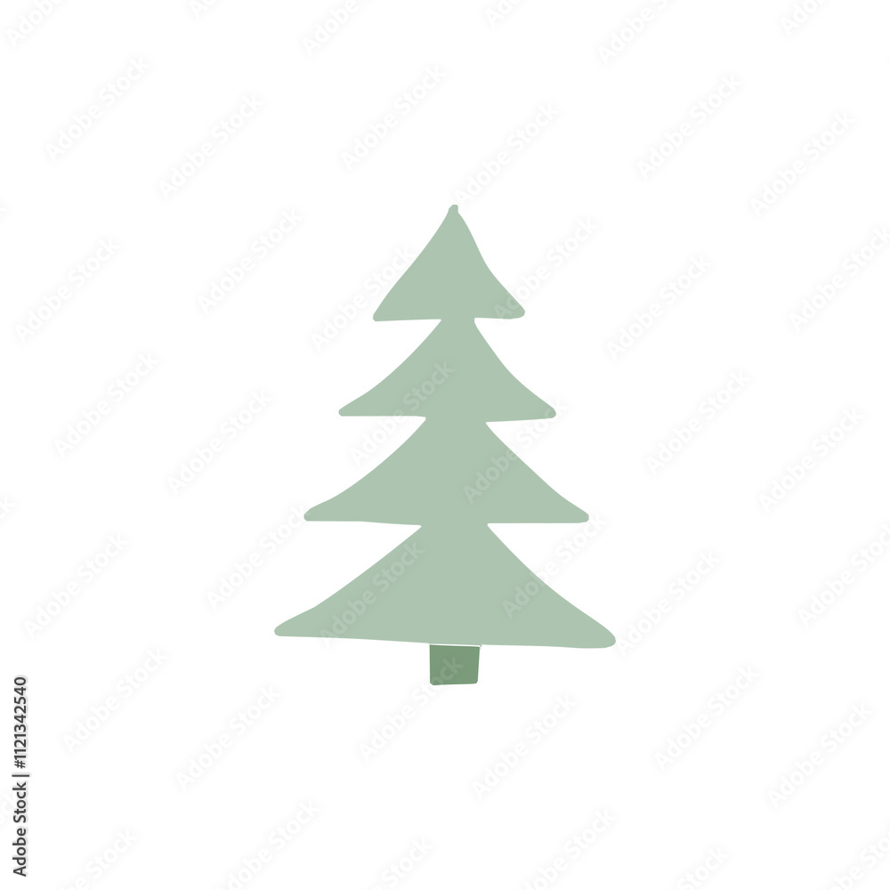 Fototapeta premium Abstract Handraw Chrismas Pine tree ilsolated on white background
