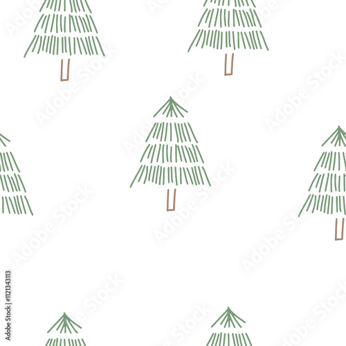 Abstract Handraw Pine tree chrismas seamless pattern