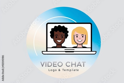 A modern sleek logo template for a video chat