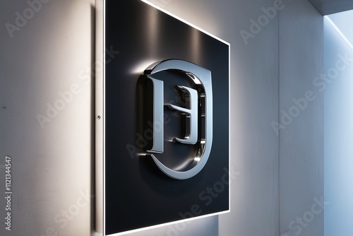 A sleek modern and polished metal wall sign d