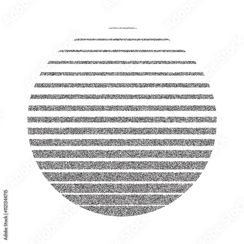 Retro sun sunset in style of 80s, 90s. Black sun with striped gradient lines and grain texture isolated on white. Abstract vintage futuristic vector illustration for cyberpunk, music party, games.