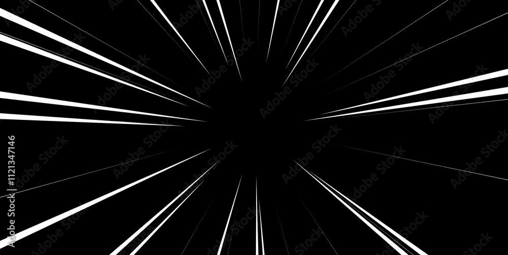 cartoons zoom speed line with transparent background. Anime speed lines background animation on black moving isolated .Anime effect speed lines with landscape black background 4k