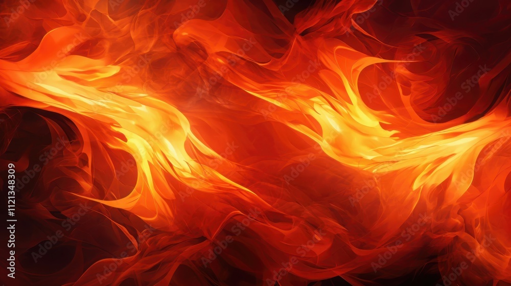 Fototapeta premium Abstract fiery orange and red swirls of flowing energy