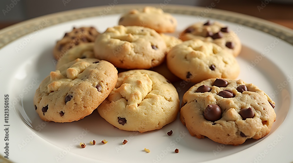 a plate filled with assorted soft cookies such as double chocolate, generative ai a plate filled with assorted soft cookies such as double chocolate, generative ai