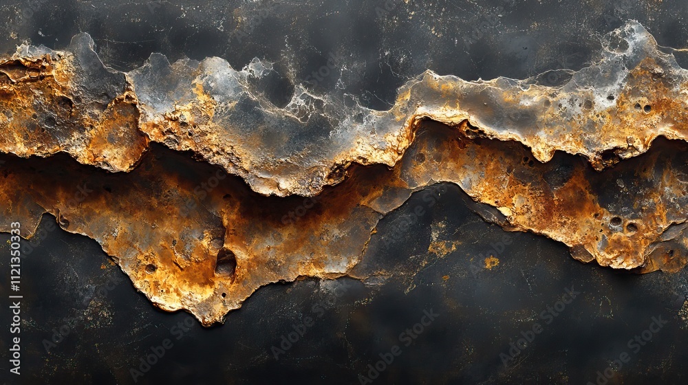 A panoramic view reveals a rusted metal surface highlighting the corrosive texture, perfect for backgrounds A panoramic view reveals a rusted metal surface highlighting the corrosive texture, perfect for backgrounds