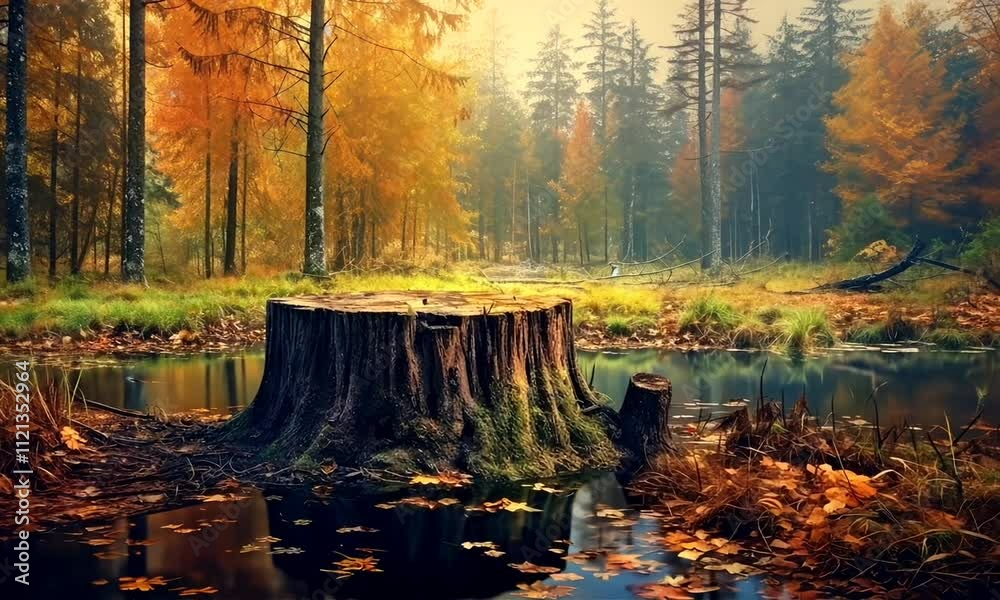 stump in forest on nature background