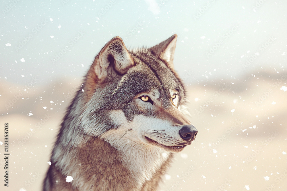Wolf in snowy landscape reflecting winter beauty and grace Wolf in snowy landscape reflecting winter beauty and grace