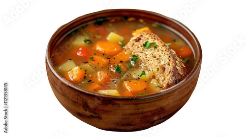 Savoring hearty vegetable soup from a rustic kitchen transparent background for culinary artistry