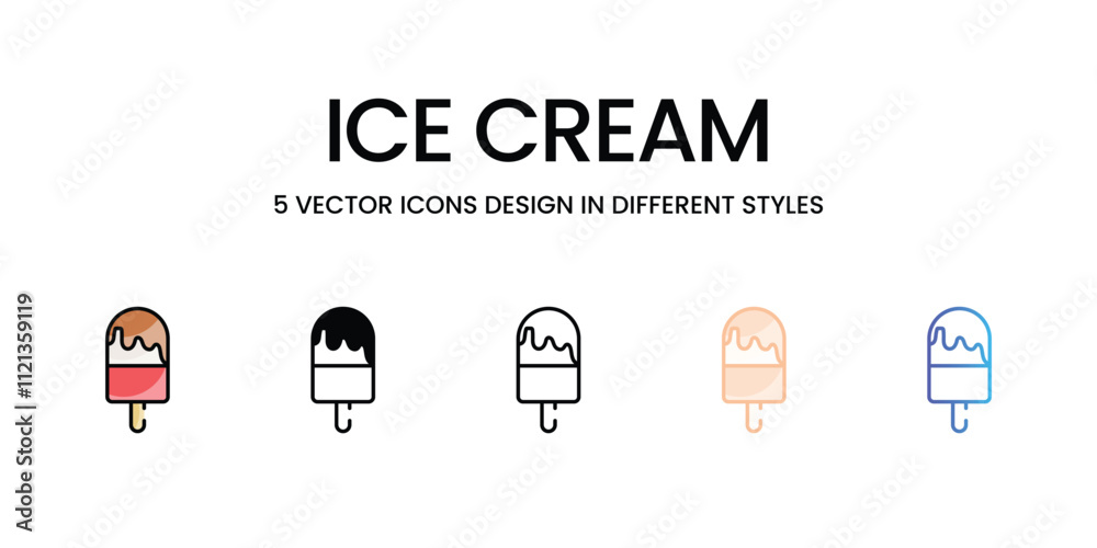 Ice Cream icons in different style vector stock illustration Ice Cream icons in different style vector stock illustration