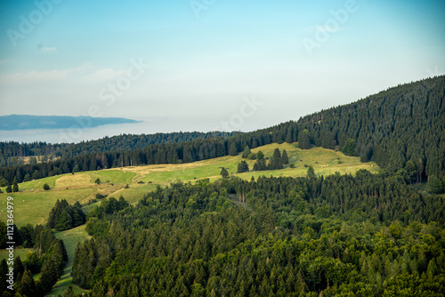 Spätsommerwanderung an einen wunderschönen Abend zum Aussichtspunkt Haderholzstein bei Floh-Seligenthal - Thüringer Wald - Thüringen - Deutschland photo