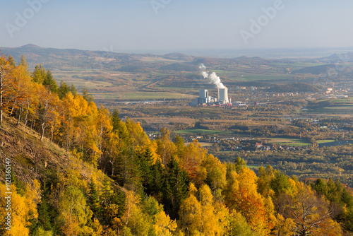 View over Bohemai from the Ore mountains at sunset photo