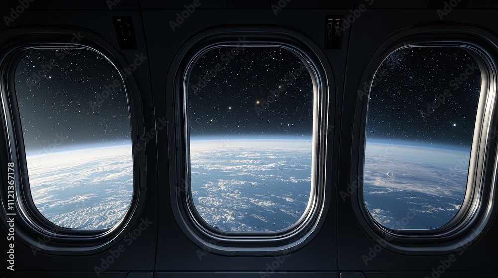 View of Earth from a spaceship window