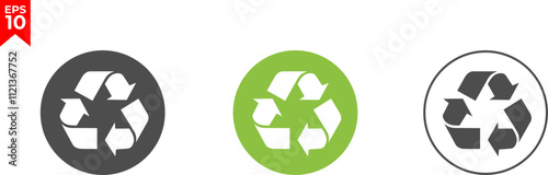 100% recycled plastic label. Eco friendly packaging symbol. Flat design. Vector illustration