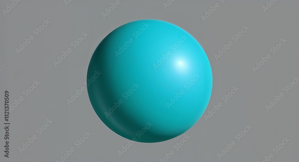 Fototapeta premium Round turquoise vibrant blue green glow smooth shine on a light gray background