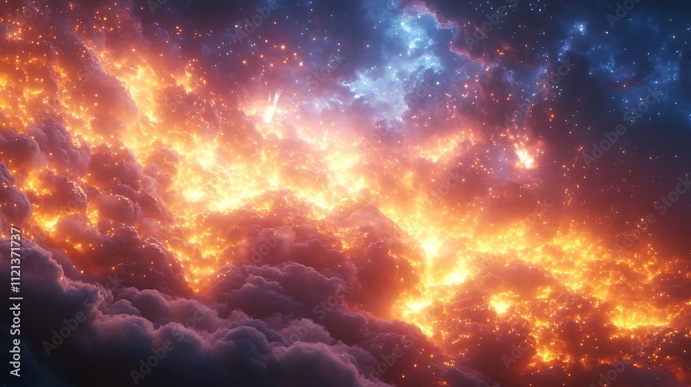 Naklejka premium Fire and Smoke in the Sky