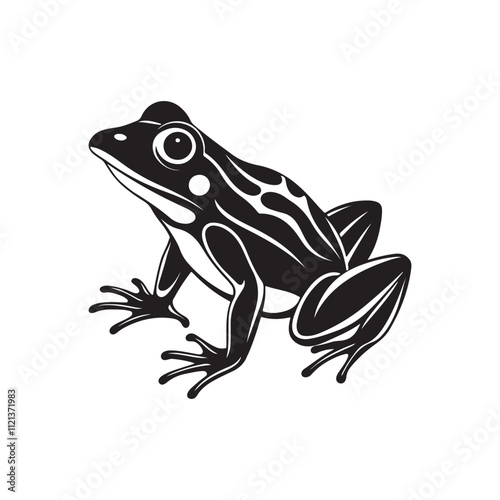 frog silhouette, black and white silhouette, vector and illustration