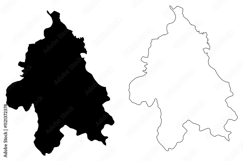 Fototapeta premium City of Belgrade (Republic of Serbia, Districts in Sumadija and Western Serbia) map vector illustration, scribble sketch District Belgrade map