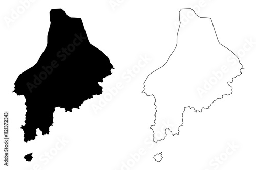 Caue District (Democratic Republic of Sao Tome and Principe, Saint Thomas and Prince) map vector illustration, scribble sketch Caue map