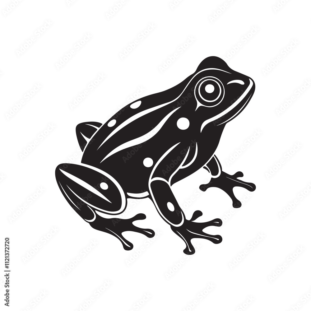 frog silhouette, black and white silhouette, vector and illustration