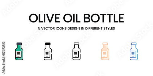 Olive Oil Bottle icons in different style vector stock illustration