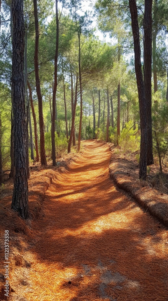 Fototapeta premium Sunlit Forest Path - Nature's Embrace