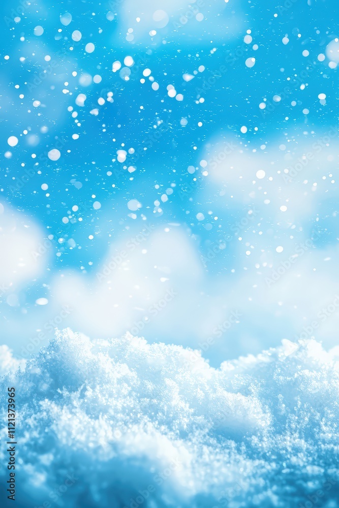 Fototapeta premium Snowfall on a bright winter day