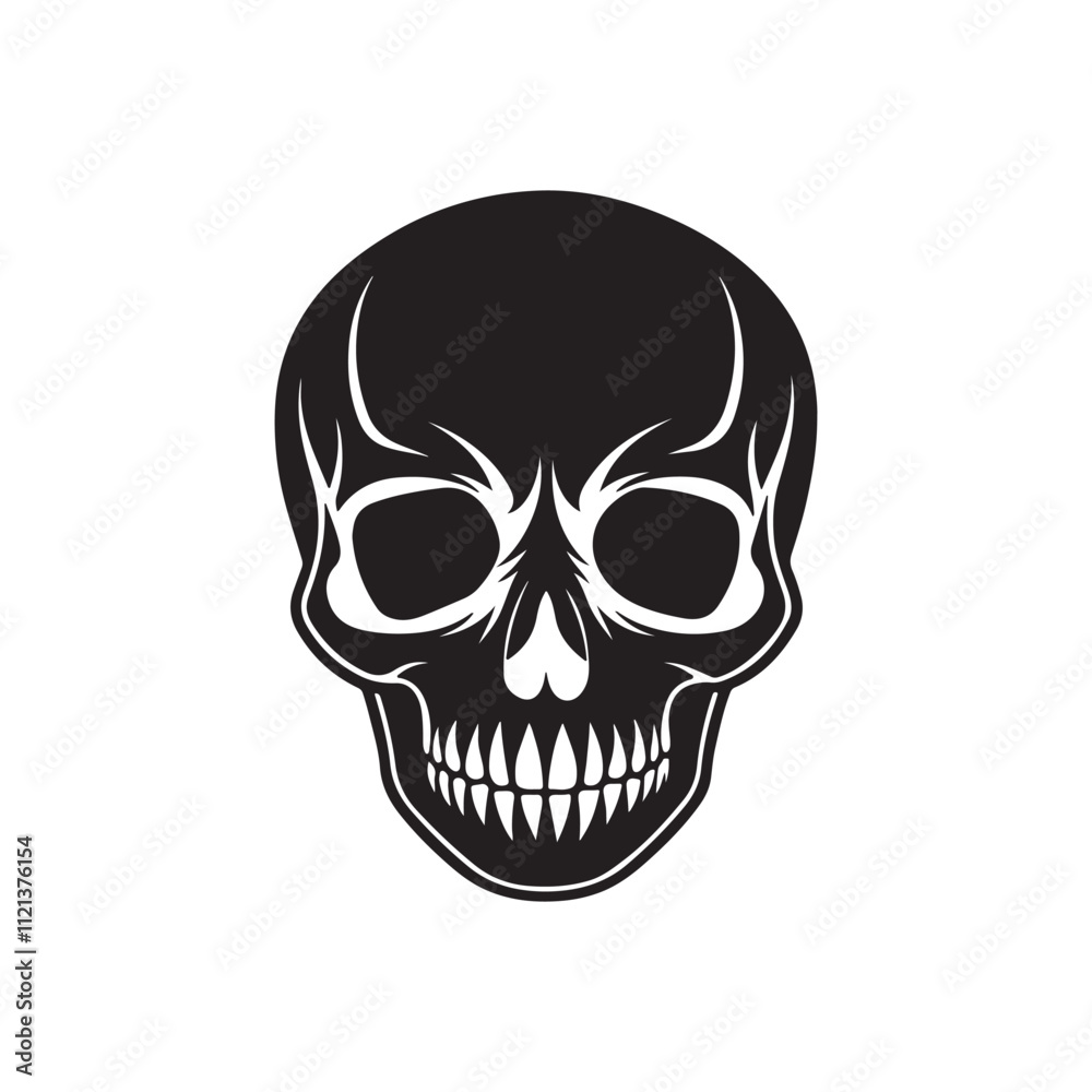 skull silhouette, black and white silhouette, vector and illustration skull silhouette, black and white silhouette, vector and illustration