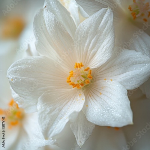 Wallpaper Mural Delicate White Flower Blossoms with Soft Petals and Fresh Dewdrops Torontodigital.ca