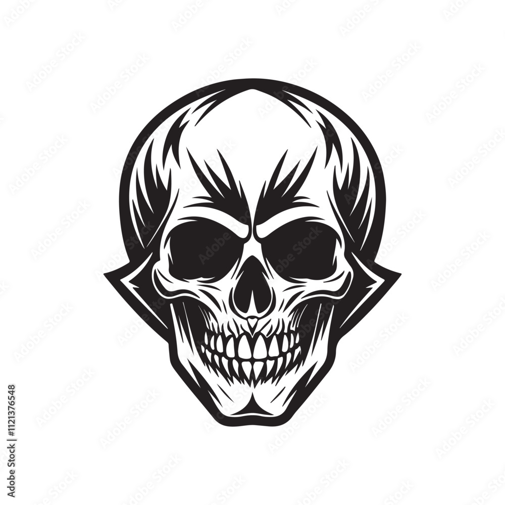 skull silhouette, black and white silhouette, vector and illustration skull silhouette, black and white silhouette, vector and illustration