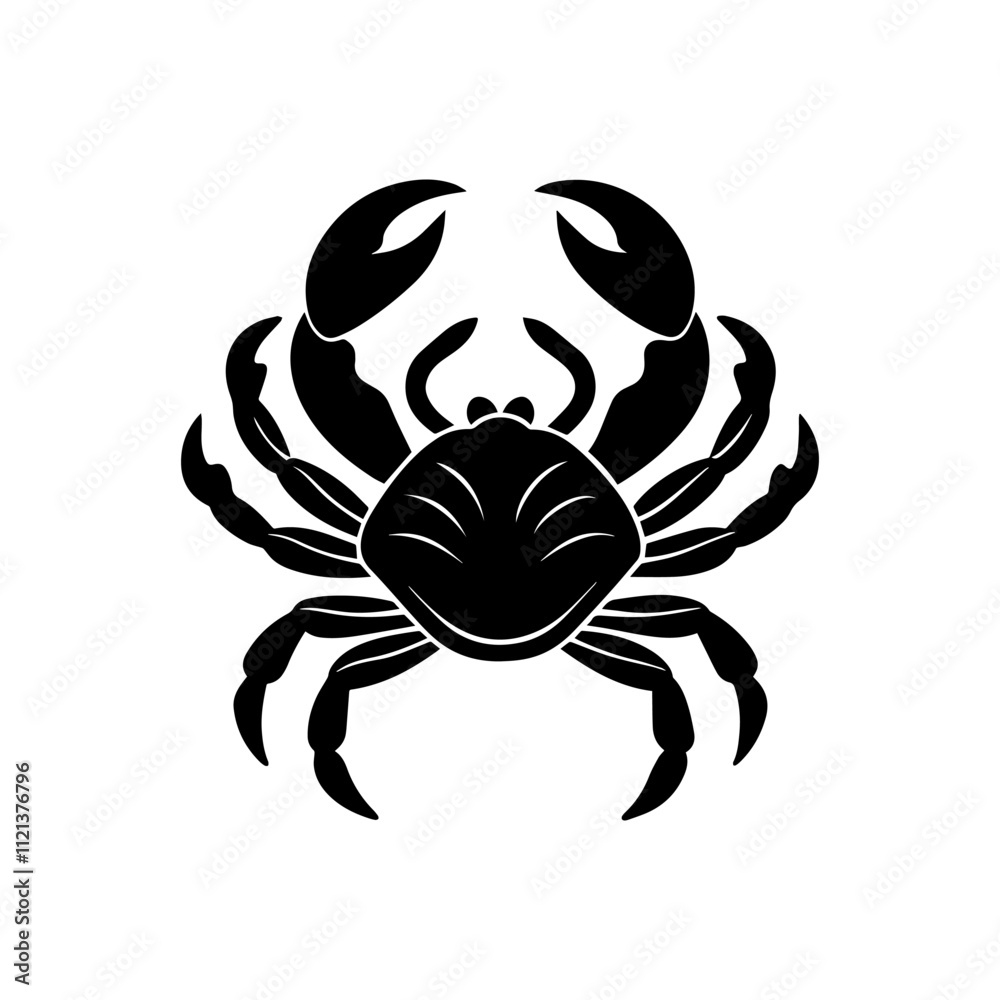crab silhouette, black and white silhouette, vector and illustration crab silhouette, black and white silhouette, vector and illustration