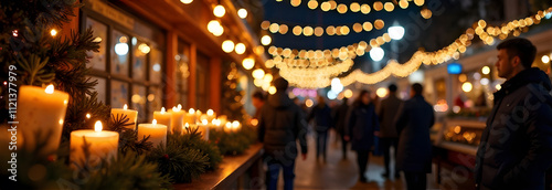 City Illuminated with Candles and Lights for Hanukkah photo