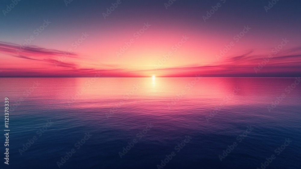 Serene Sunset Over Calm Ocean Waters with Vibrant Sky Colors Serene Sunset Over Calm Ocean Waters with Vibrant Sky Colors