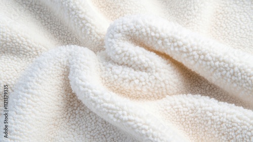 Soft, fluffy, cream-colored textile fabric texture background.