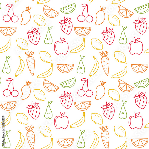 Fruit seamless pattern outline. seamless pattern for food wrapping or wallpaper