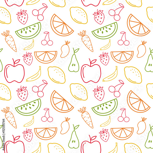 Fruit seamless pattern outline. seamless pattern for food wrapping or wallpaper