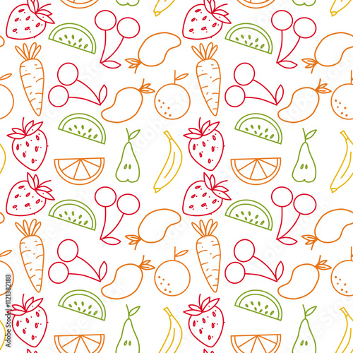 Fruit seamless pattern outline. seamless pattern for food wrapping or wallpaper