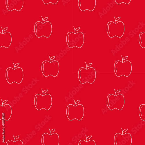 Simple apple outline seamless pattern for food wrapping, or wallpaper