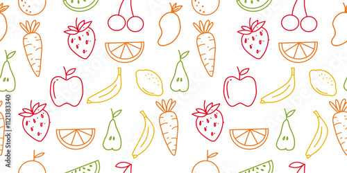 Fruit seamless pattern outline. seamless pattern for food wrapping or wallpaper