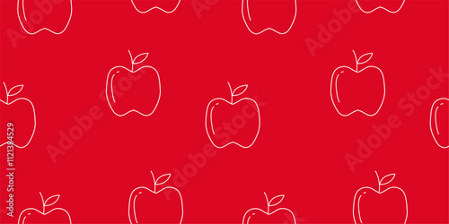 Simple apple outline seamless pattern for food wrapping, or wallpaper
